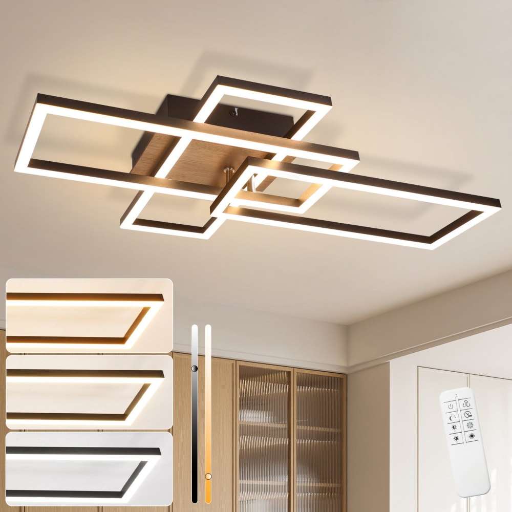 Plafonnier en fer aluminium noir 64.3x35x9.5cm led 36w — vue 3