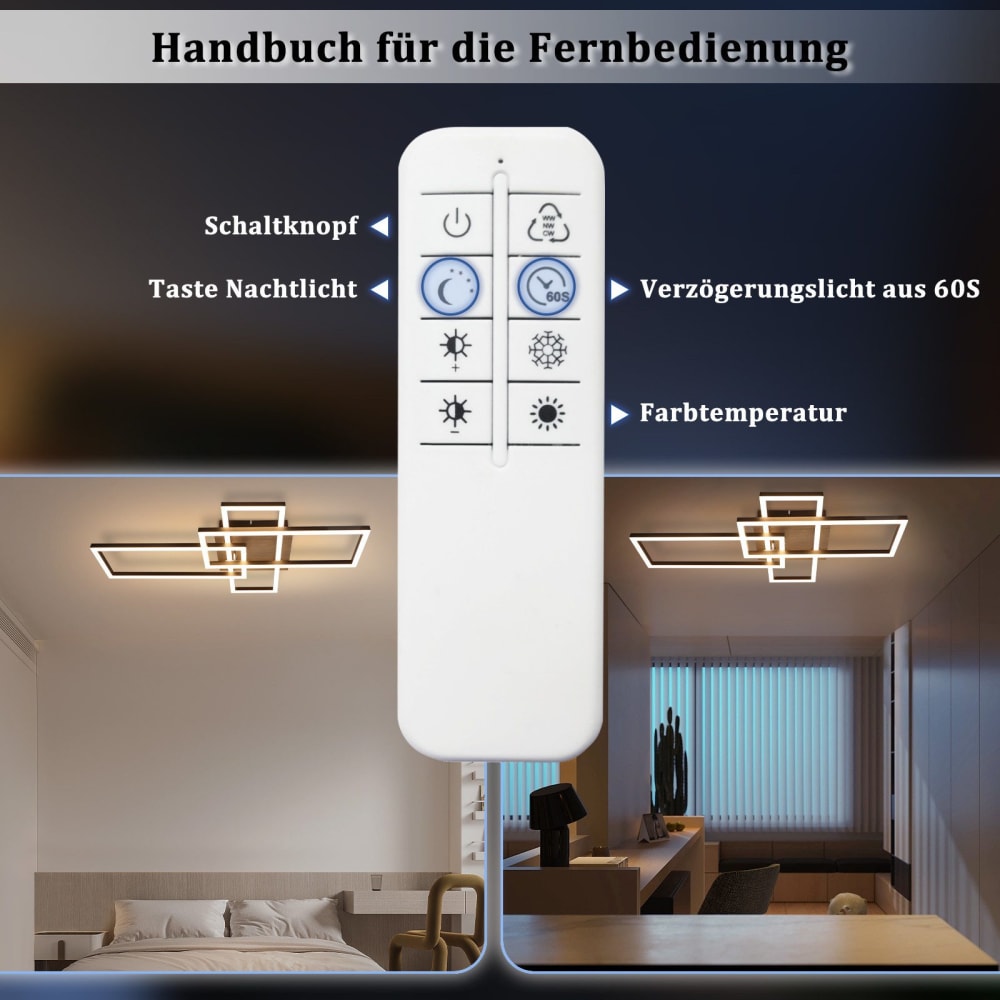 Plafonnier en fer aluminium noir 64.3x35x9.5cm led 36w — vue 4