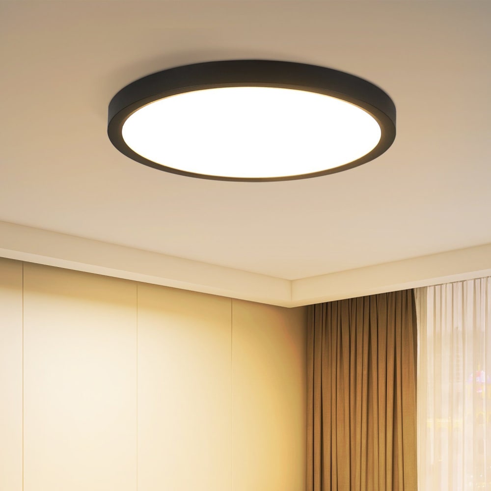 Plafonnier en plastique noir 17x17x2.5cm led 3000k 8w — vue 3