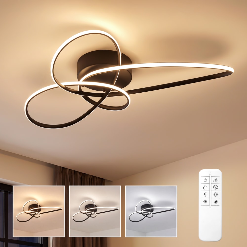 Plafonnier en fer aluminium noir 52.5x34.5x11.5cm led 30w — vue 3