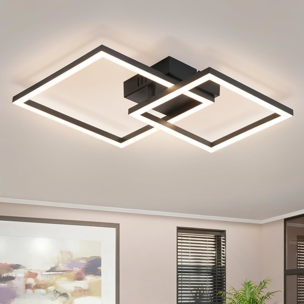 Plafonnier en plastique noir 34.5x34.5x6.7cm led 4000k 20w — vue 3