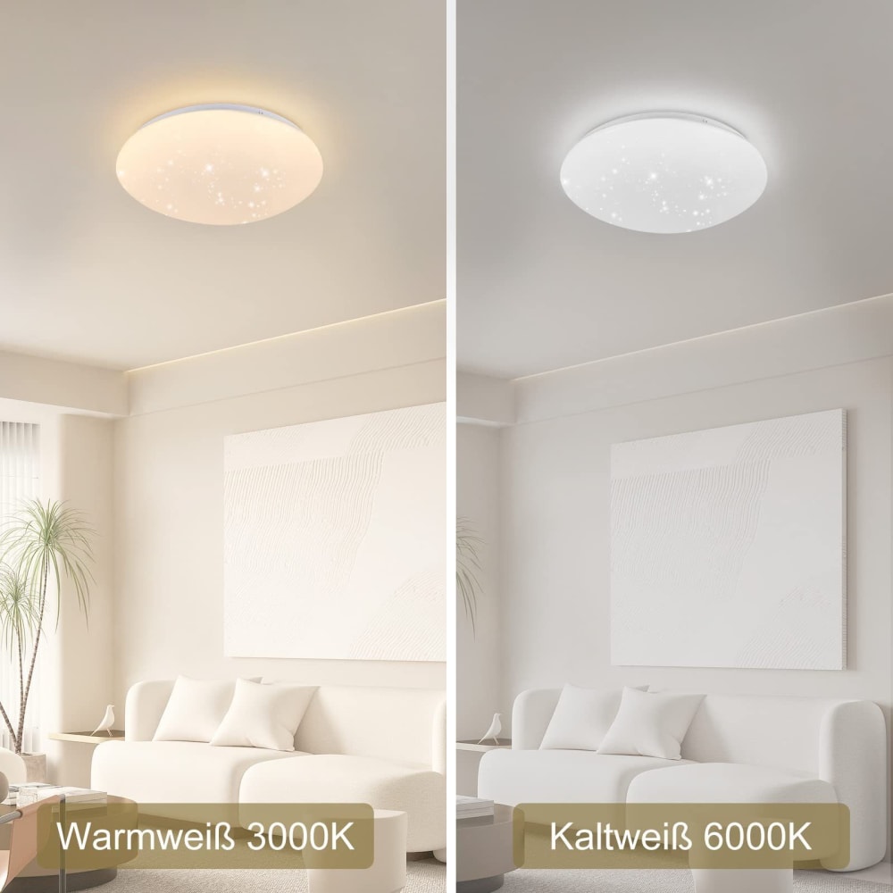 Plafonnier en plastique blanc 30x30x7cm led 3000k 18w — vue 4