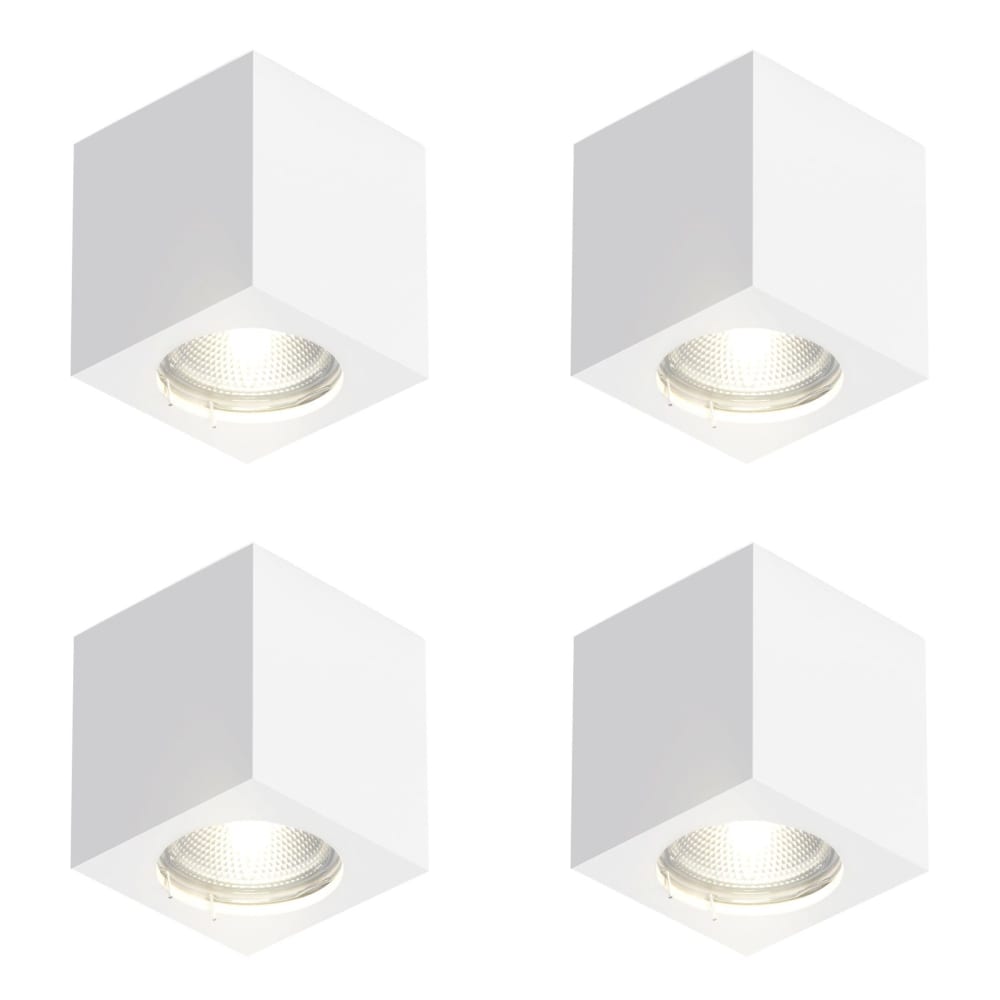 Plafonnier en plastique blanc 7x7x7.5cm gu10 lot de 4