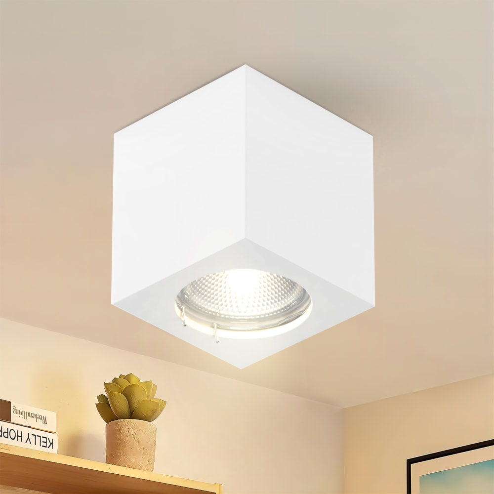 Plafonnier en plastique blanc 7x7x7.5cm gu10 lot de 4 — vue 4