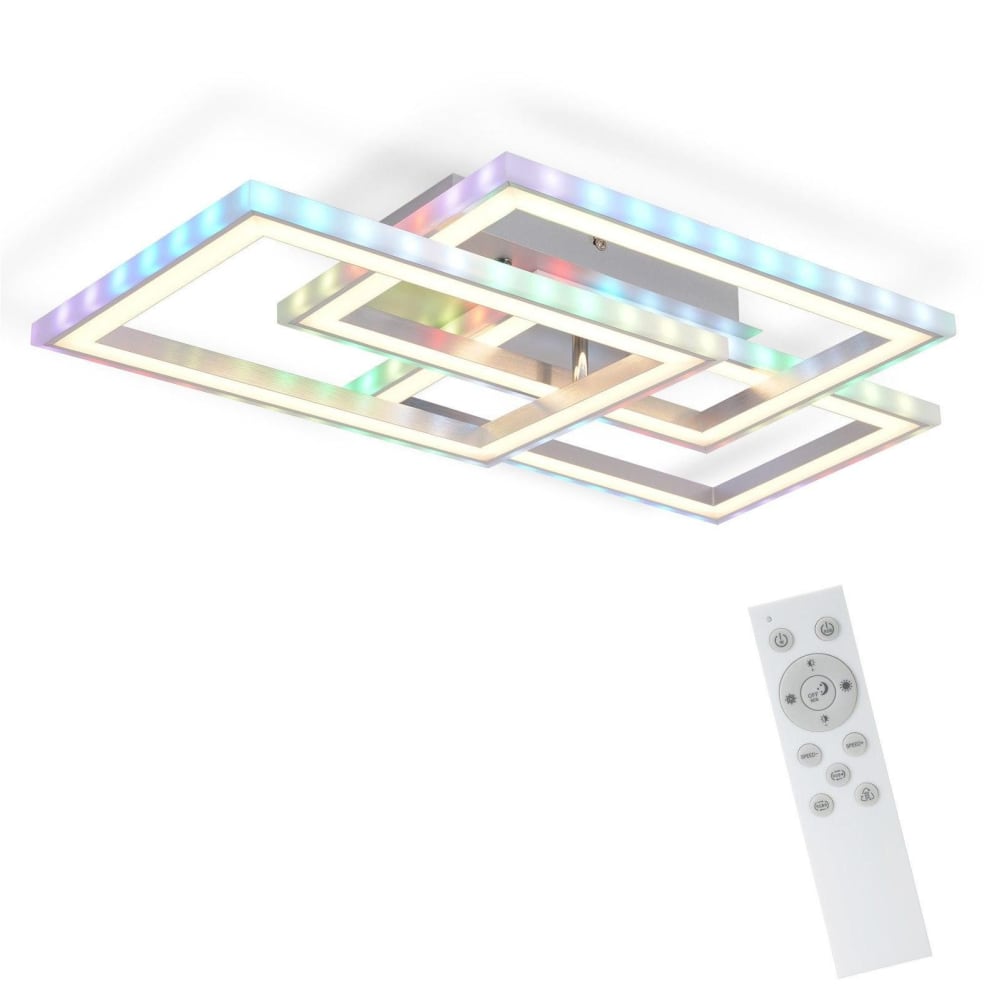 Plafonnier en fer aluminium blanc 54x34x9cm led rgb 45w