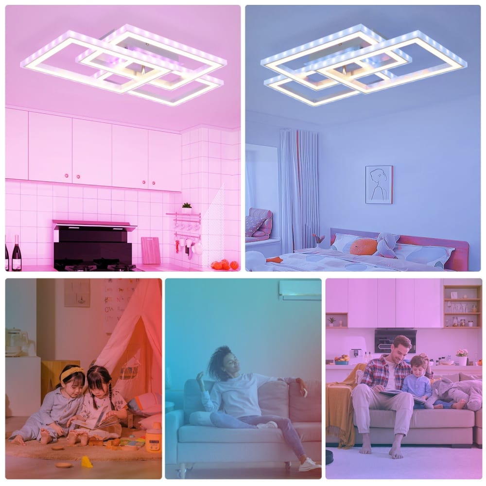 Plafonnier en fer aluminium blanc 54x34x9cm led rgb 45w — vue 4