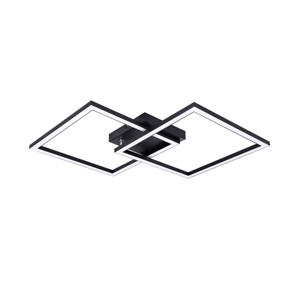 ZMH Deckenleuchte Eisen Aluminium 46.1x46.1x5.8cm Schwarz LED 3000K 24W style modern Schwarz Metall