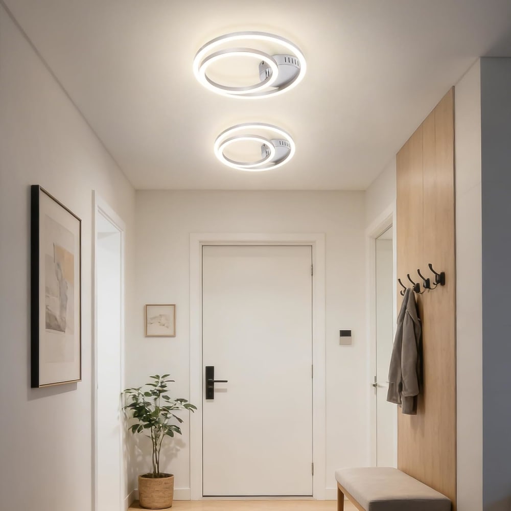 Plafonnier en plastique argenté 40.5x30x6.7cm led 4000k 23w — vue 4