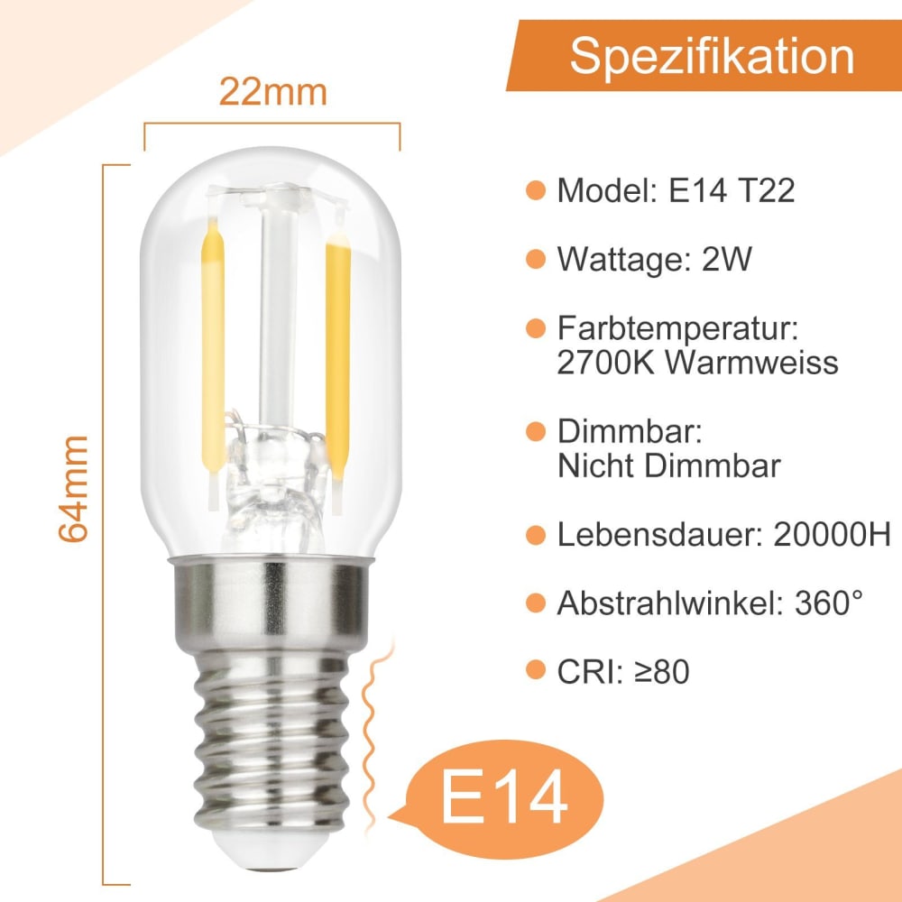 Ampoule verre transparent 2x6cm e14 2700k lot de 4 — vue 4