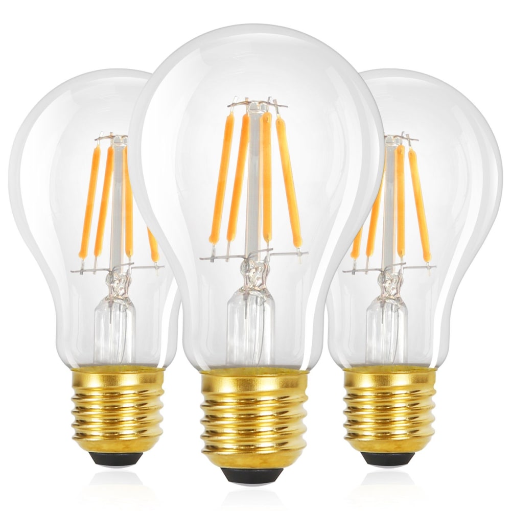 Ampoule verre transparent 6x11cm e27 2700k lot de 3