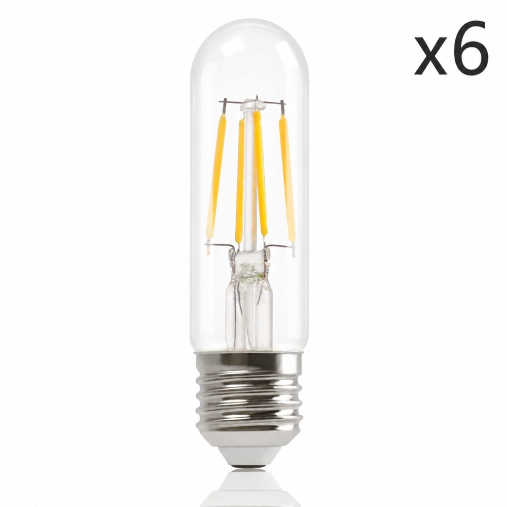 Ampoule verre transparent 3x11cm e27 2700k lot de 6