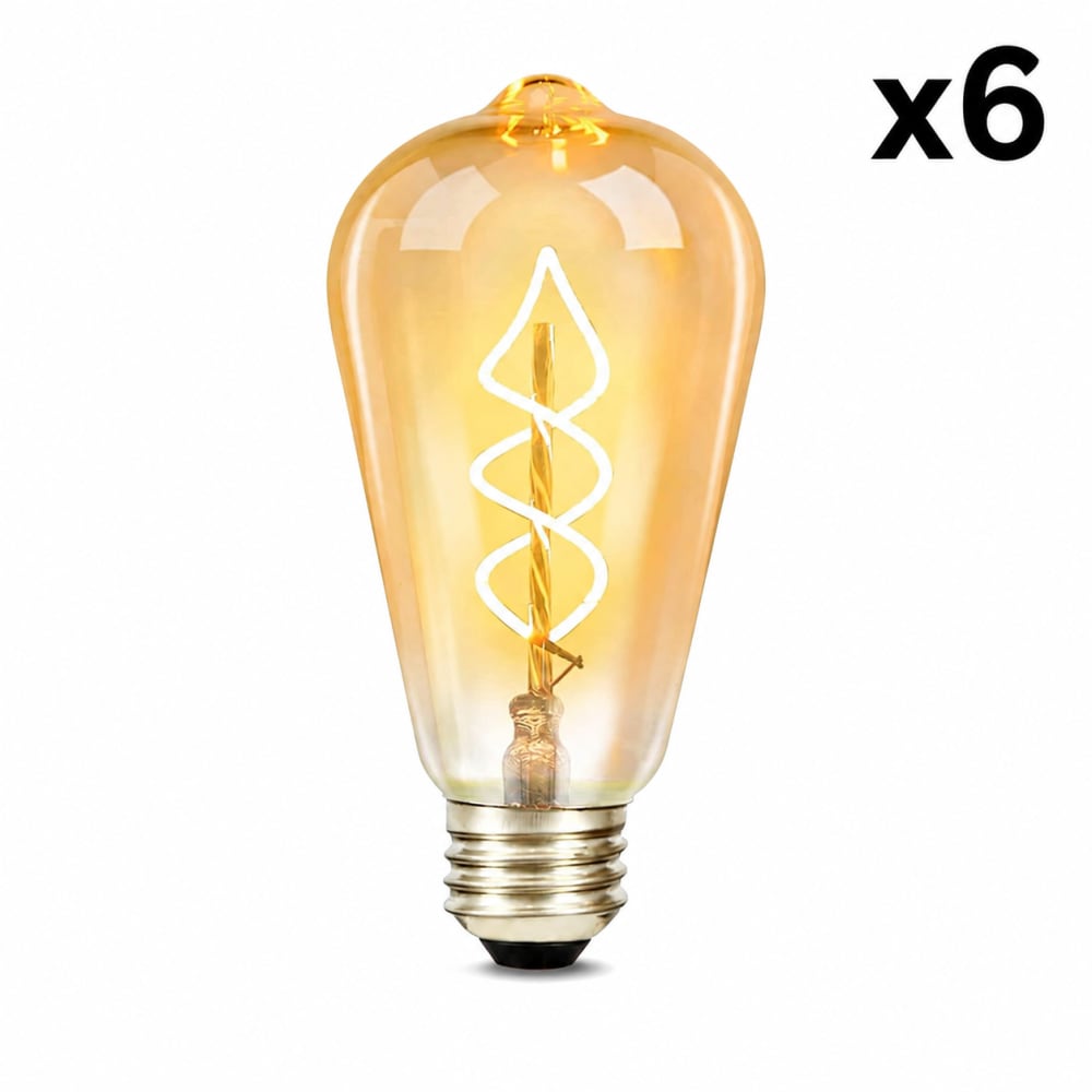 ZMH Glühbirne glas 6x14cm braun E27 2700K 6er‐Set - -