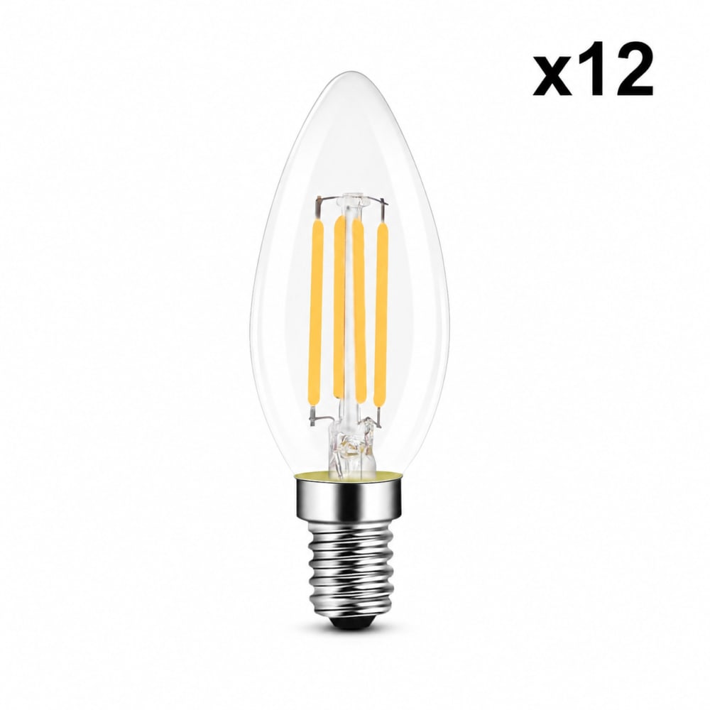 Ampoule verre transparent 3x10cm 2700k lot de 12