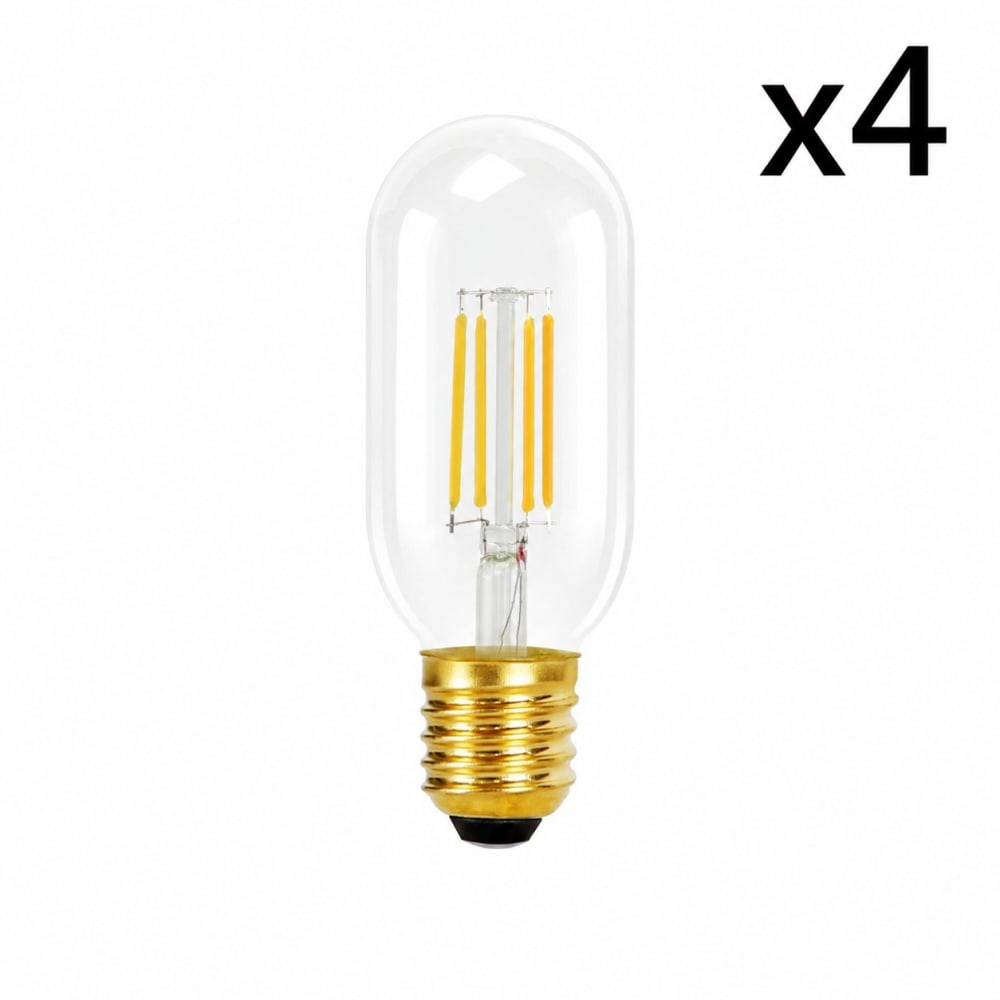 Ampoule verre transparent 5x11cm e27 2700k lot de 4