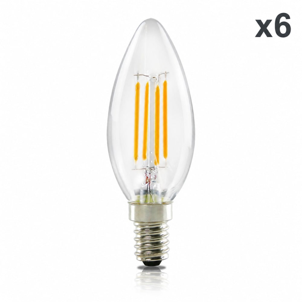 Ampoule verre transparent 4x10cm e14 2700k lot de 6