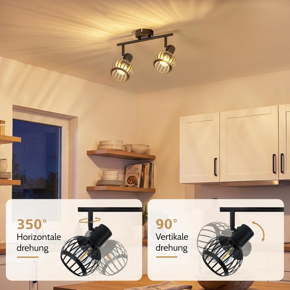 Spot de plafond en fer noir 31x14.2x17cm e14 — vue 4