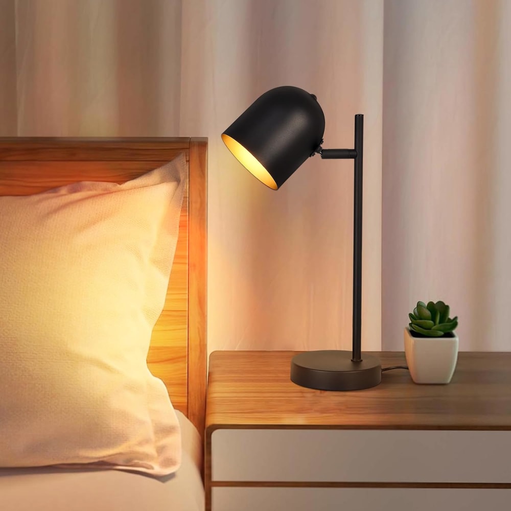 Lampe de table en fer noir 21.5x12x35cm e14 — vue 4