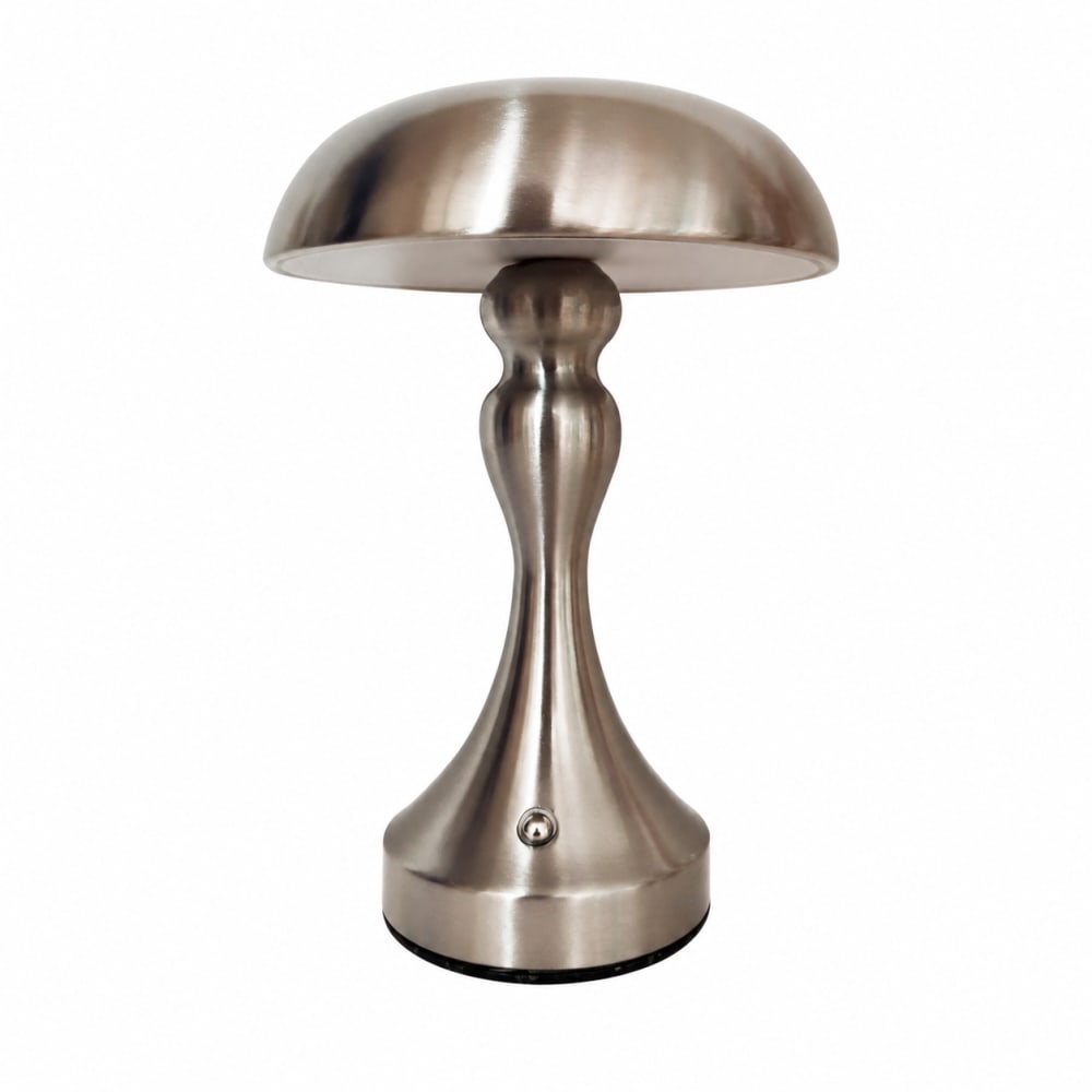 Lampe de table fer nickel 15.5x15.5x22cm led