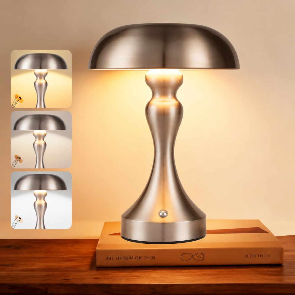 Lampe de table fer nickel 15.5x15.5x22cm led — vue 3