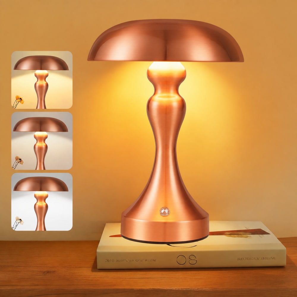 Lampe de table fer rouge 15.5x15.5x22cm led — vue 3