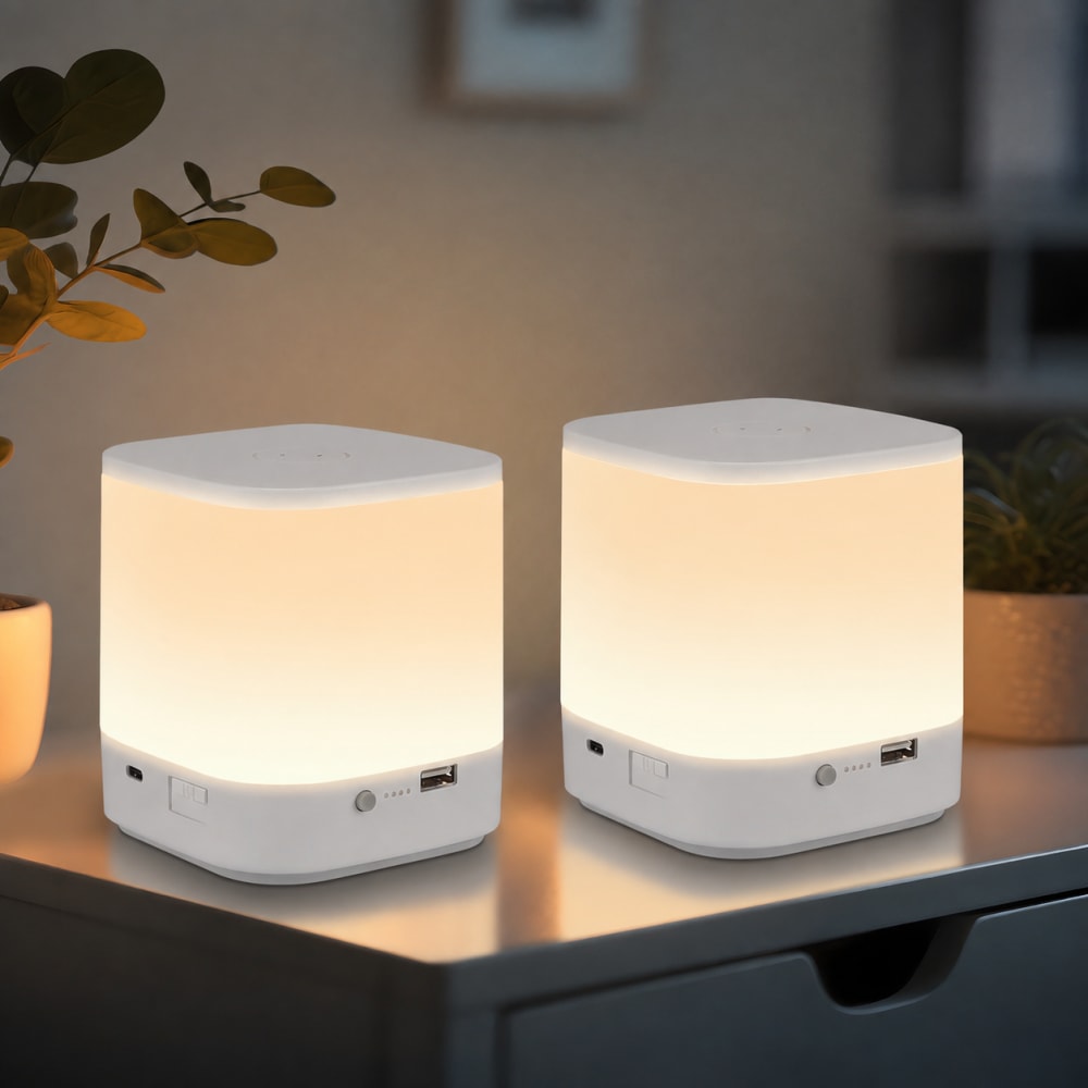 Lampe de table en pc blanc 9.8x9.8x11.5cm led lot de 2 — vue 3