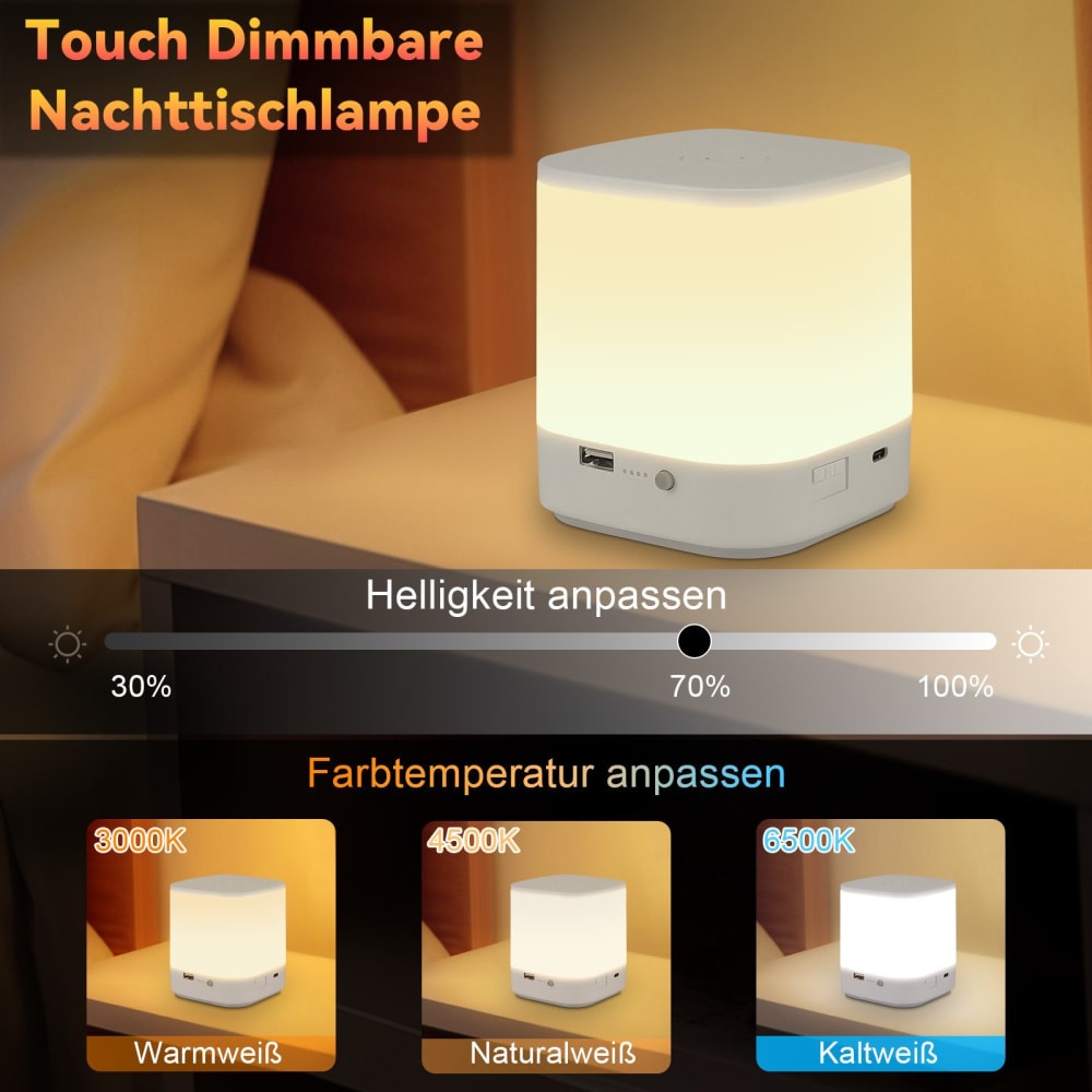 Lampe de table en pc blanc 9.8x9.8x11.5cm led lot de 2 — vue 4