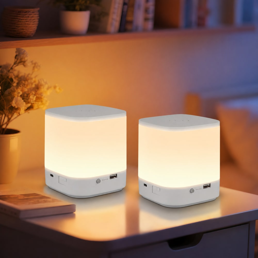 Lampe de table en blanc 9.8x9.8x11.5cm led lot de 2 — vue 3