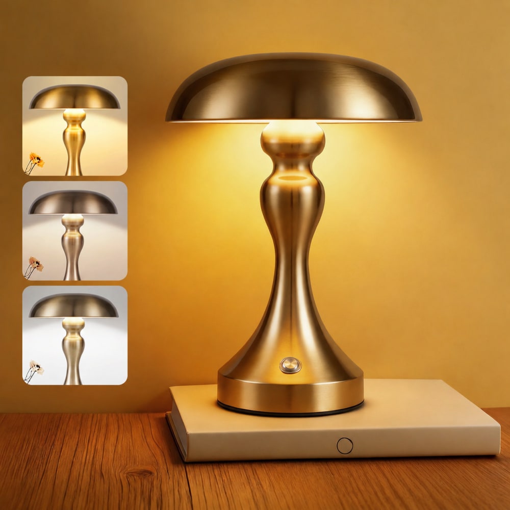 Lampe de table fer doré 15.5x15.5x22cm led — vue 3