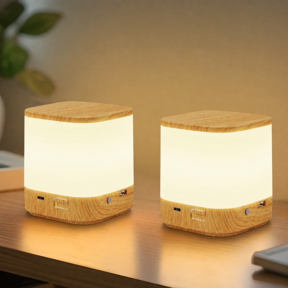 Lampe de table marron 9.8x9.8x11.5cm led lot de 2 — vue 3