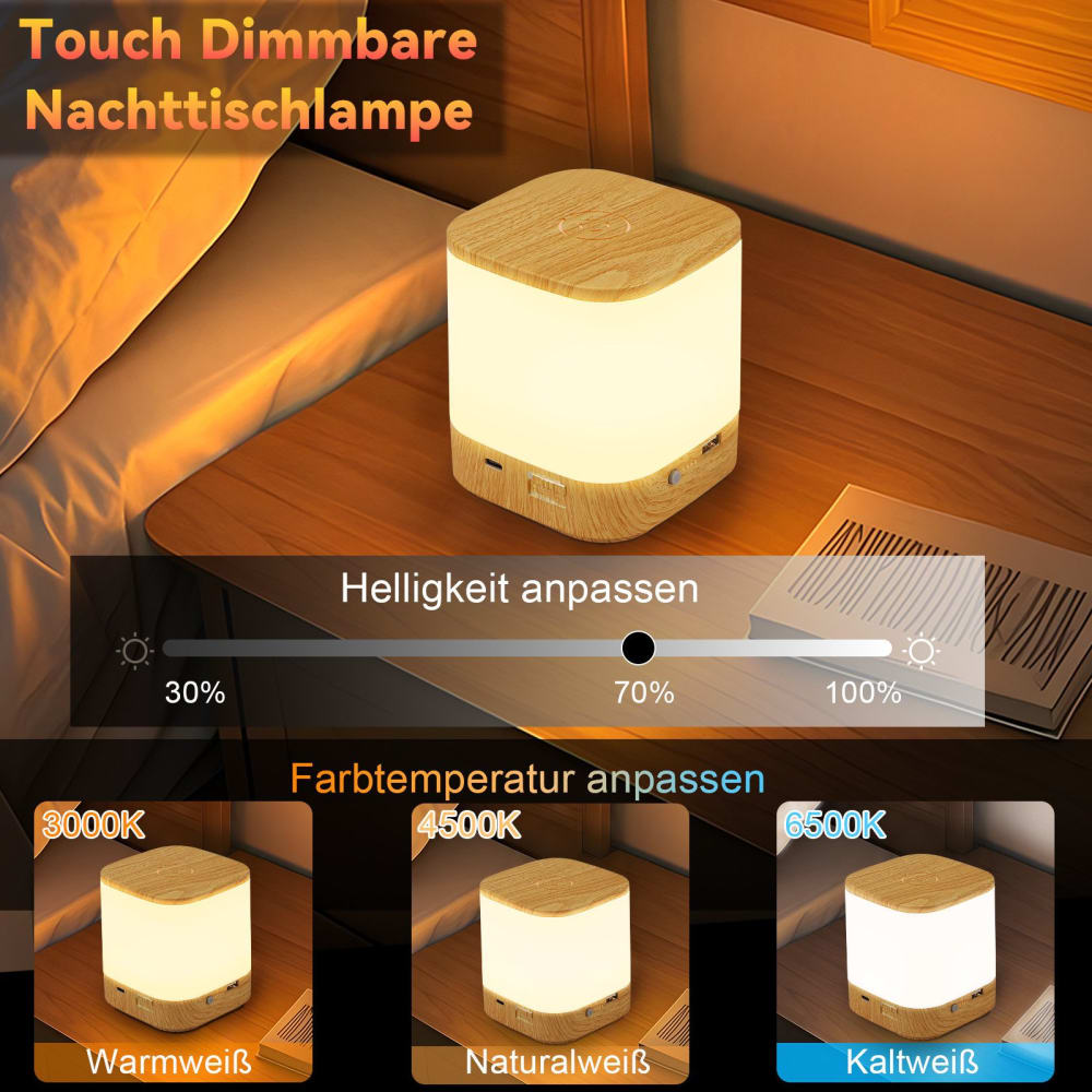 Lampe de table marron 9.8x9.8x11.5cm led lot de 2 — vue 4