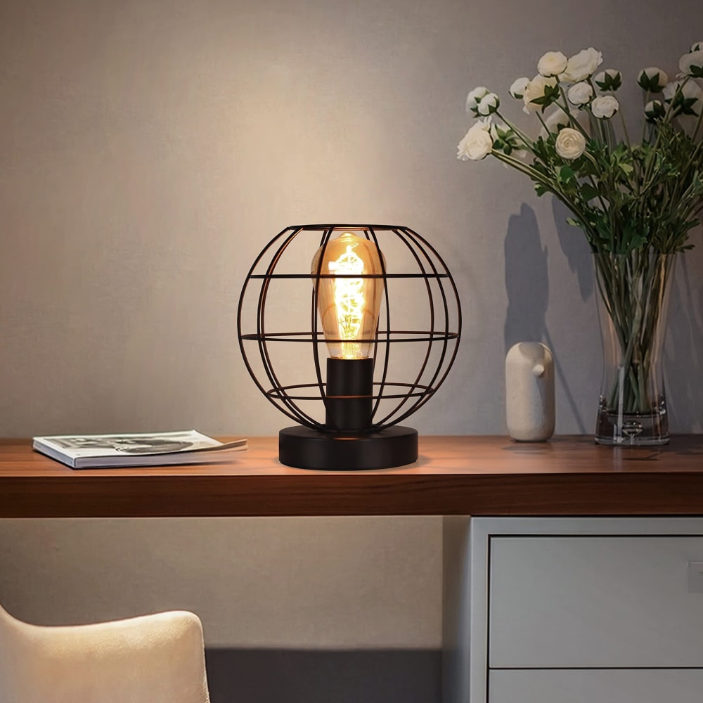 Lampe de table en fer noir 19x19x20cm e27 — vue 4