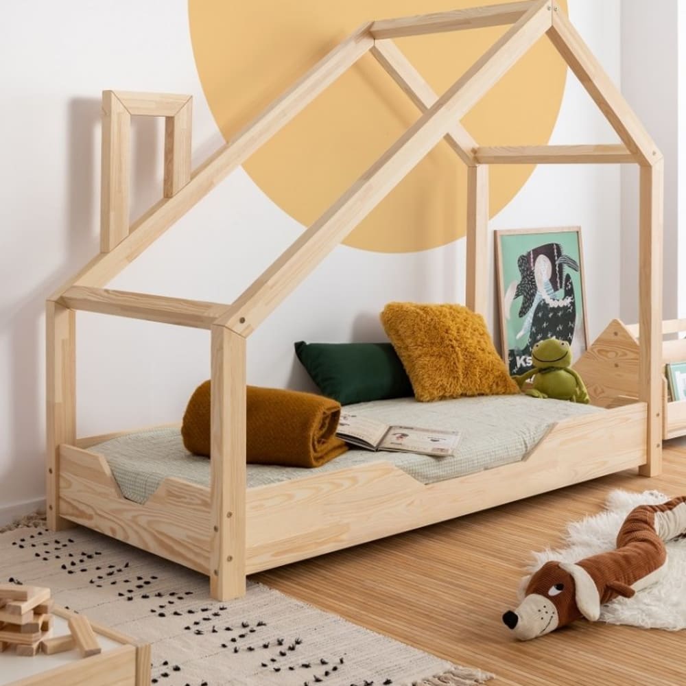 Kinder-Hausbett Luna B Massives Kiefernholz 80x140 - Maisons Du