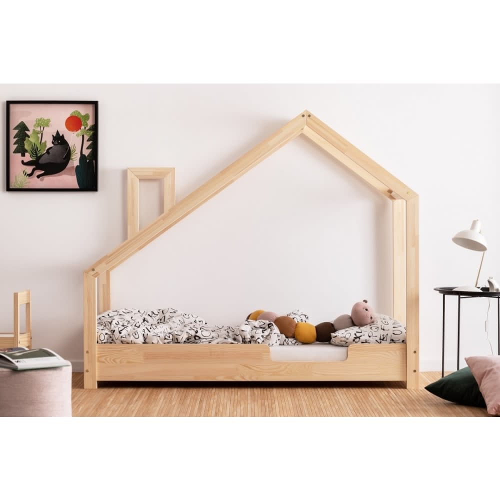 Kinder-Hausbett Luna C Massives Kiefernholz 80x200 - Maisons Du