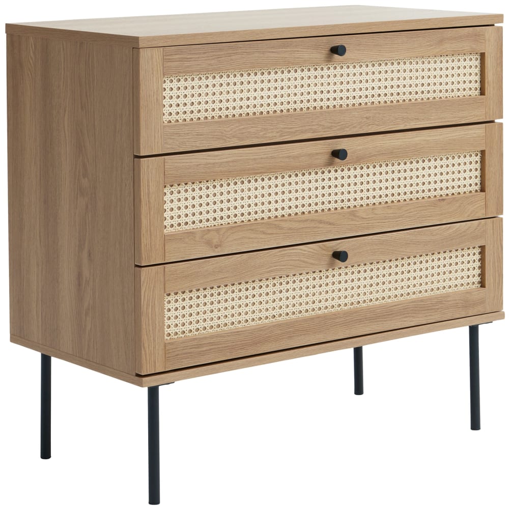 Selsey Kommode mit 3 Schubladen, 80 cm, Beige Boho style modern Beige Spanplatte