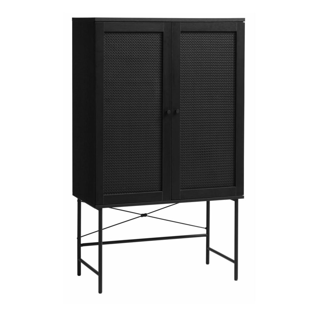 Selsey Highboard 2-türig, 80 cm, Schwarz style modern Schwarz Spanplatte