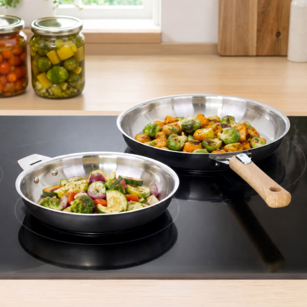 Cuisinox Serie von 2 Edelstahlpfannen aus 20/24 cm aus Edelstahl 18/10 Silber Edelstahl