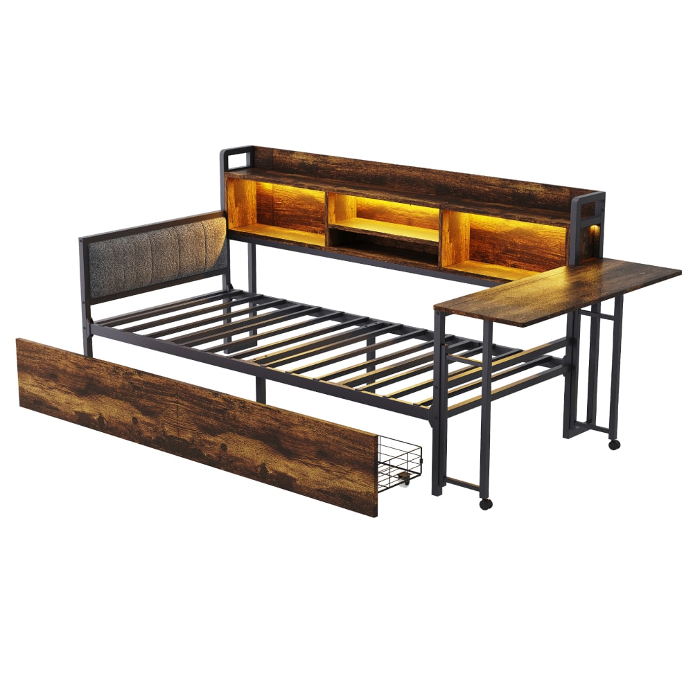 Lit multifonction en fer marron 90 x 200 cm