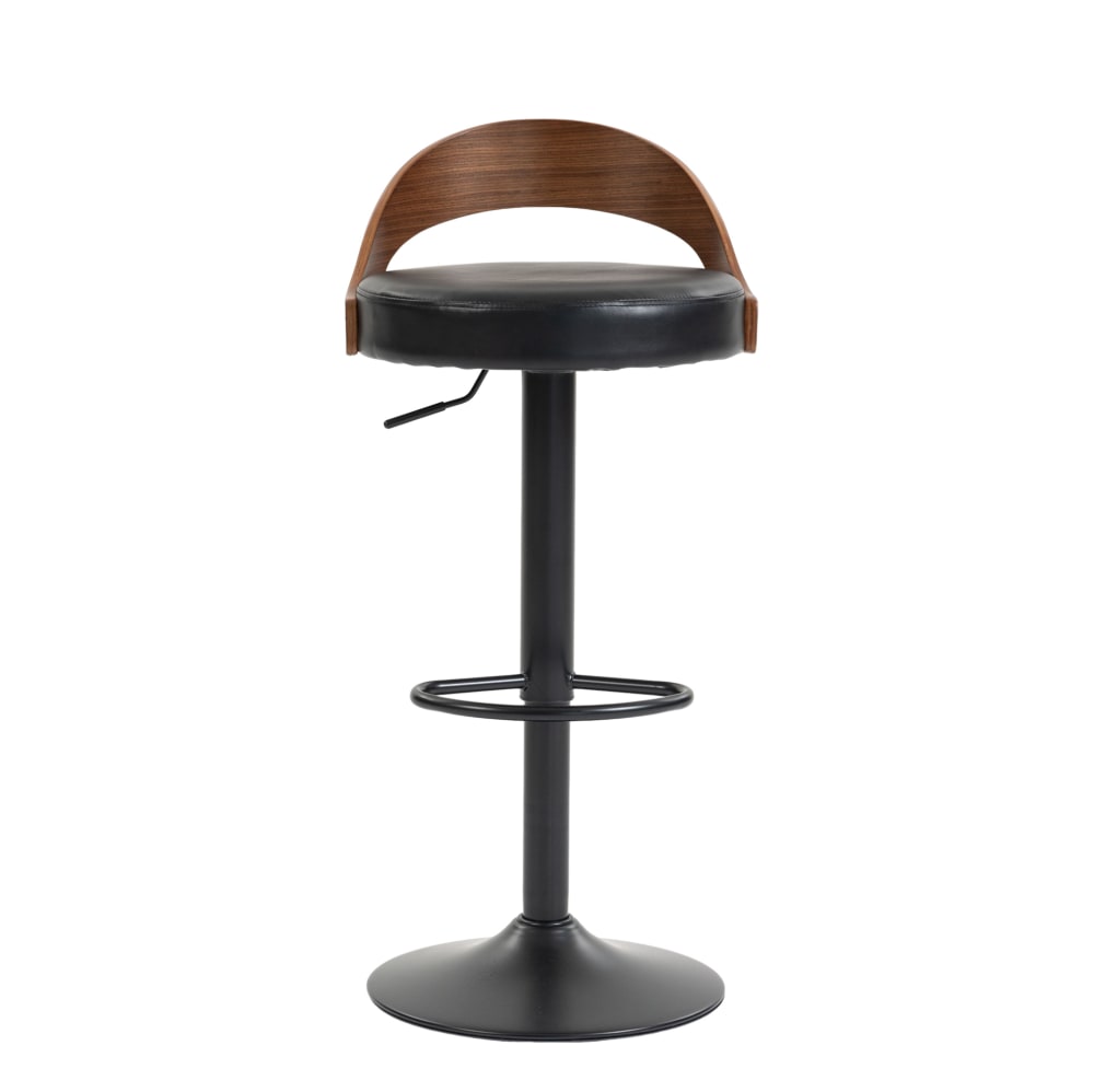Lot de 2 tabourets de bar en polyuréthane noir avec dossier