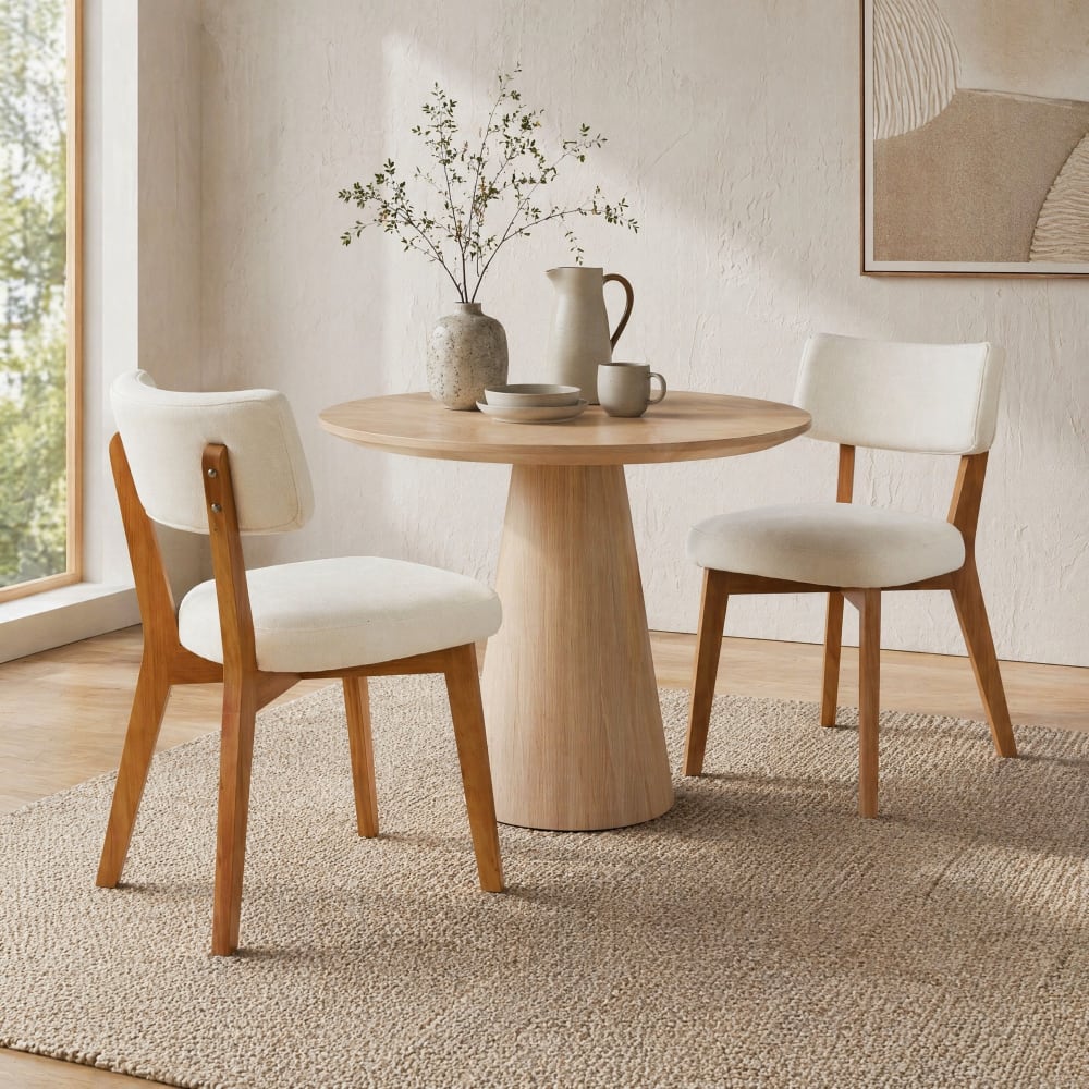 2er-Set Esszimmerstühle aus Holzwerkstoff in Beige - Maisons Du