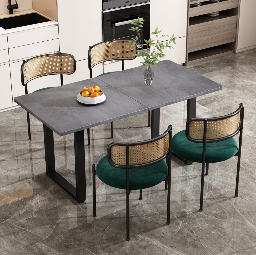 4er-Set Esszimmerstühle aus Polyester in Grün - Maisons Du Monde