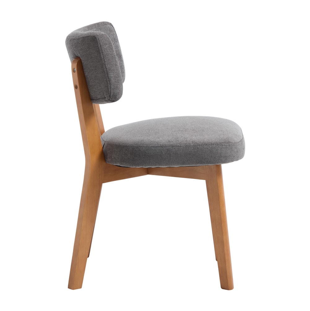 Chaise de salle à manger bois massif avec rembourrage toile jute grise