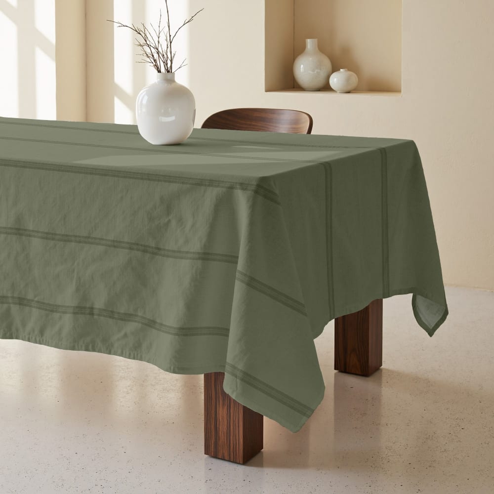 Fleckabweisende Tischdecke 100 % Baumwolle grün 100x155 cm -