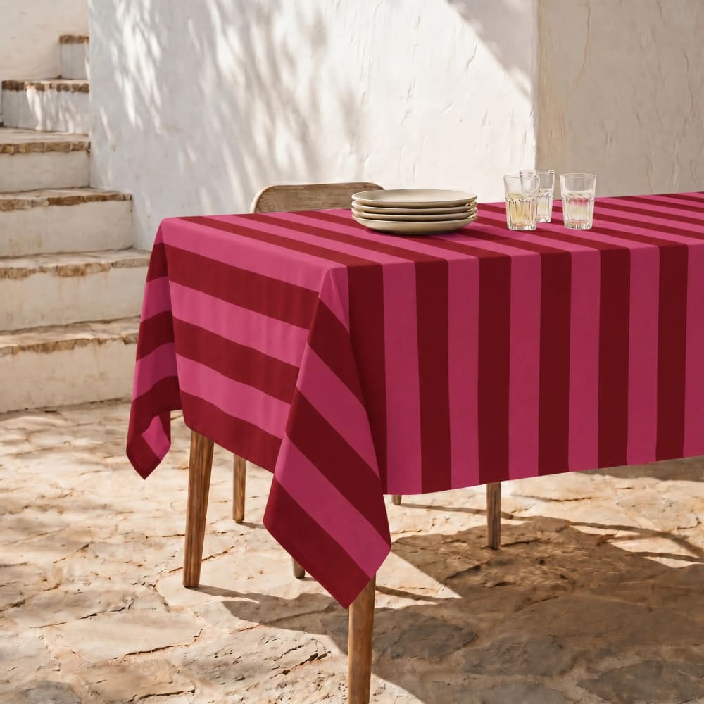 Nappe anti-taches xl 100 % coton rouge et rose 180x300 cm Nappe anti-taches xl 100 % coton rouge et rose 180x300 cm