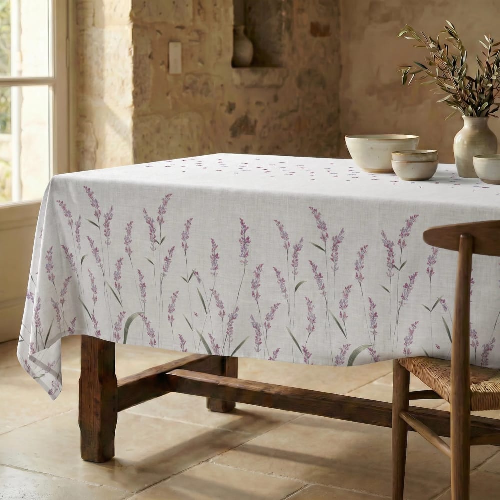 Muare Home Fleckabweisende Tischdecke 100 % Baumwolle lila 200x155 cm Violett Öko-Tex Zertifikat Baumwolle