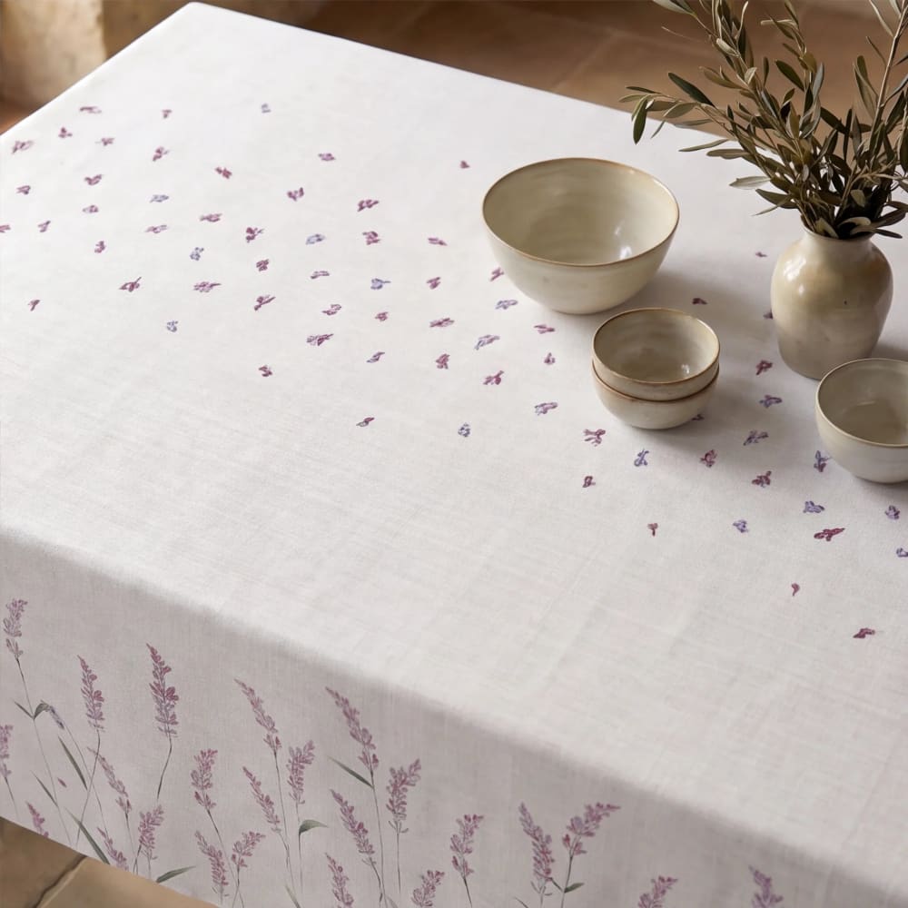 Fleckabweisende Tischdecke 100 % Baumwolle lila 155x155 cm -