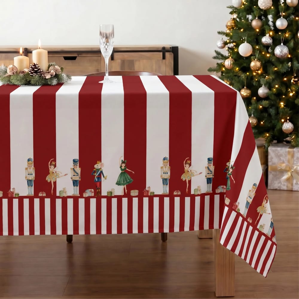 Nappe de noël anti-taches 100 % coton rouge 250x155 cm Nappe de noël anti-taches 100 % coton rouge 250x155 cm