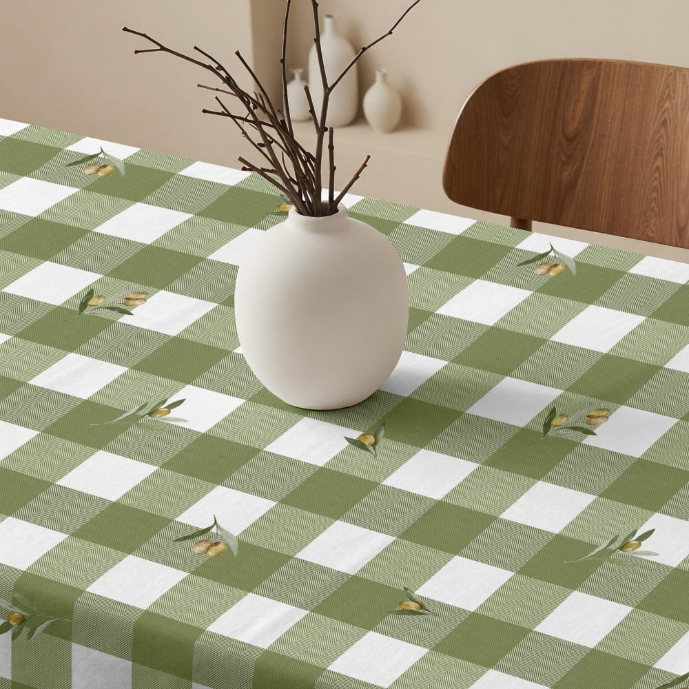 Fleckabweisende Tischdecke 100 % Baumwolle grün 200x155 cm -