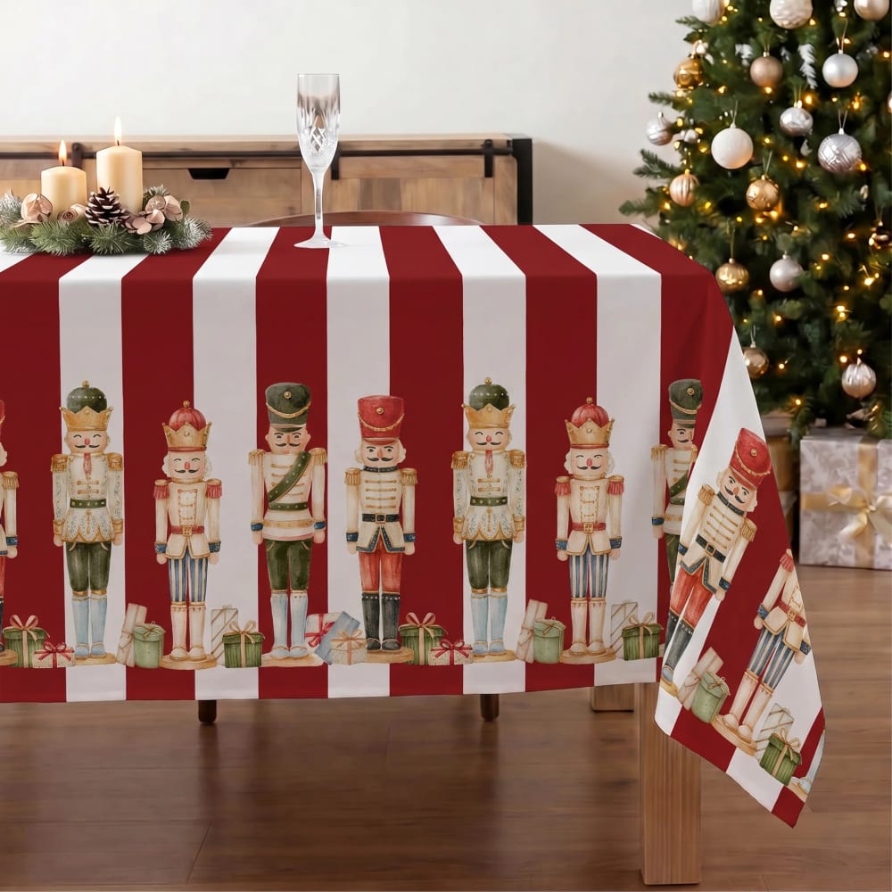 Nappe de noël anti-taches 100 % coton rouge 200x155 cm