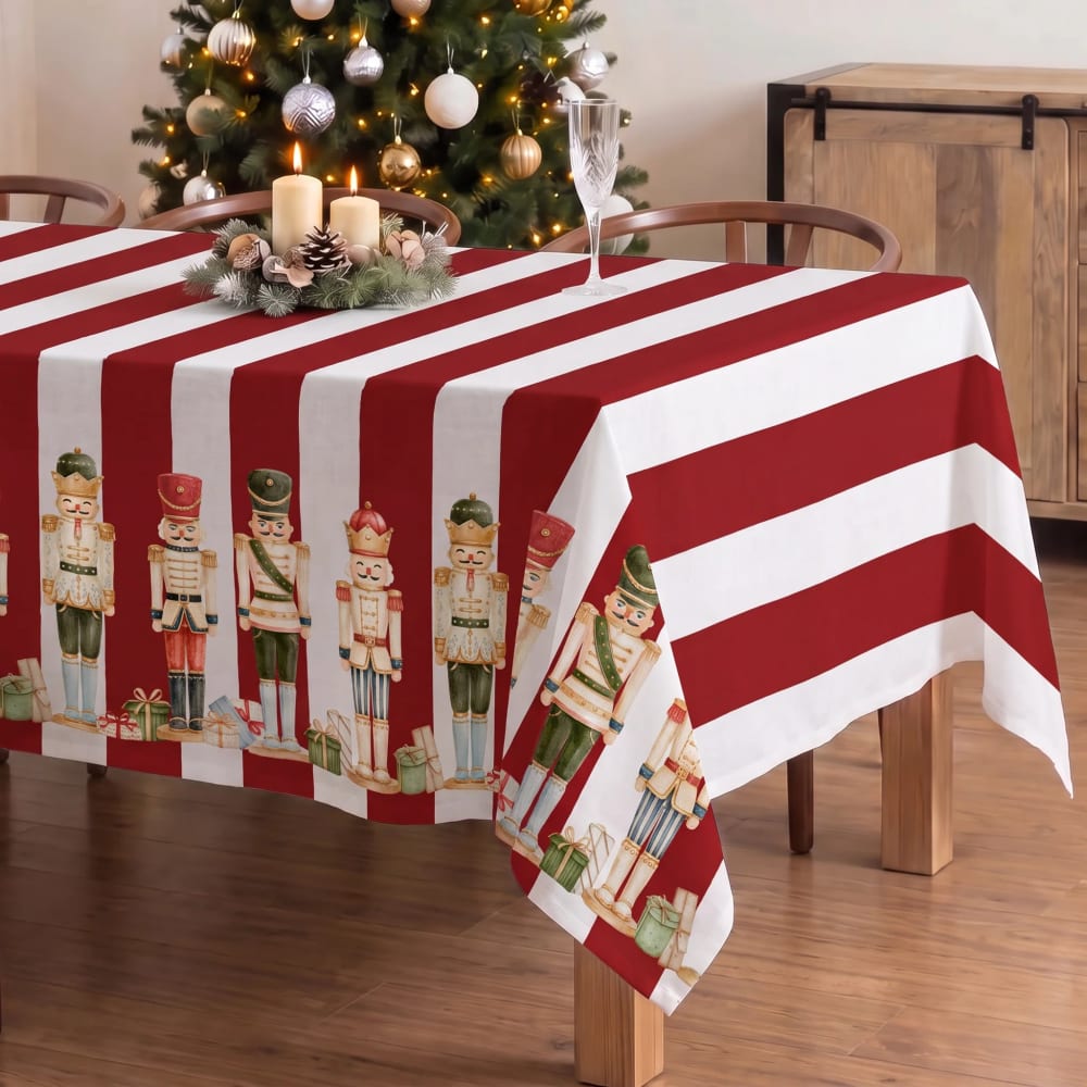 Fleckabweisende Weihnachtstischdecke 100 % Baumwolle rot 200x155
