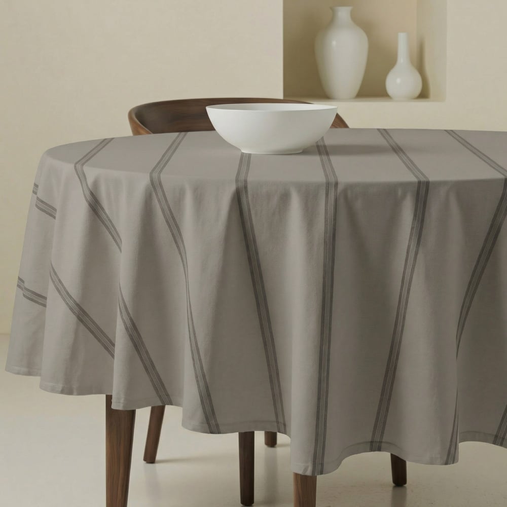 Nappe ronde anti-taches 100 % coton marron diamètre 120 cm Nappe ronde anti-taches 100 % coton marron diamètre 120 cm